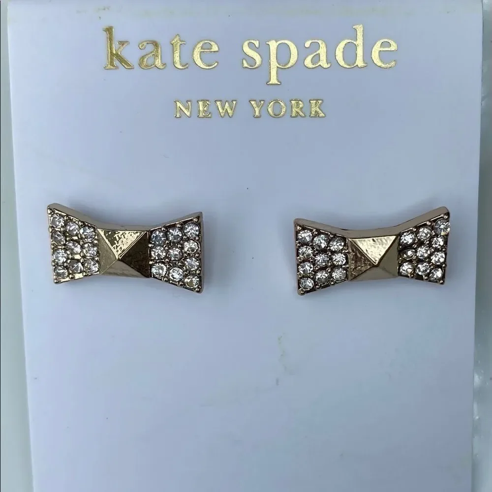 Kate Spade Ready Set Bow Pave Studs Gold